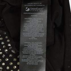 Pre Owned Self-Portrait Black Mesh Rhinestone Mini Shirt Dress M