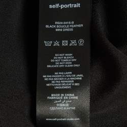 Pre Owned Self-Portrait Black Tweed Feather Trim Boucle Mini Dress XS