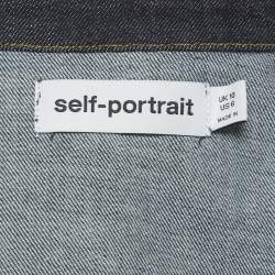 مملوكة مسبقًا Self-Portrait Blue Denim Crystal Trim Mini Dress M