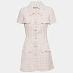 Pre Owned Self-Portrait Pink Boucle Checked Mini Dress M