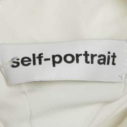 Pre Owned Self-Portrait White Leaf Guipure Maxi Dress M