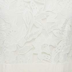 Pre Owned Self-Portrait White Leaf Guipure Maxi Dress M