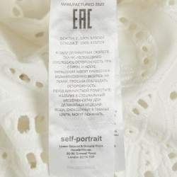 Pre Owned Self-Portrait White Cotton Embroidery Short Sleeve Top M