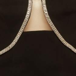 Pre Owned Self-Portrait Black Stretch Crepe Crystal Off-Shoulder Midi Dress XS