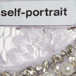 Pre Owned Self-Portrait Lilac Lace Embellished Neck Mini Dress S