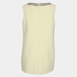 Pre Owned فستان سيلف بورتريه كريستال مرصع كريب أصفر ميني مقاس وسط (ميديم)