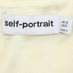 Pre Owned فستان سيلف بورتريه كريستال مرصع كريب أصفر ميني مقاس وسط (ميديم)