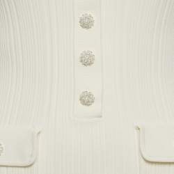 Pre Owned Self-Portrait Cream Rib Knit Midi Dress S