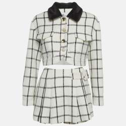 مملوكة مسبقًا جاكيت فرو توييد مربعات أوف وايت وبوكسر صغيرة سيلف بورتريه صغيّرة