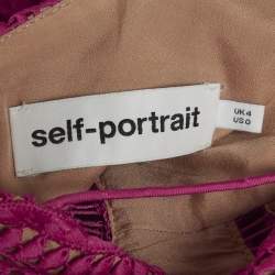 Pre Owned Self-Portrait Pink Guipure Lace Flared Midi Dress XS