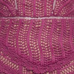 Pre Owned Self-Portrait Pink Guipure Lace Flared Midi Dress XS