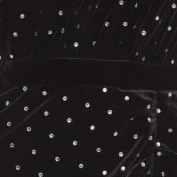 Pre Owned Self-Portrait Black Velvet One-Shoulder Diamante Midi Dress S