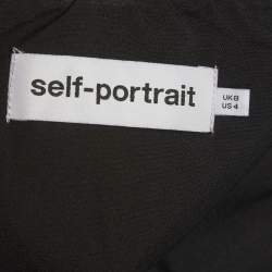 Pre Owned Self-Portrait Black Velvet One-Shoulder Diamante Midi Dress S