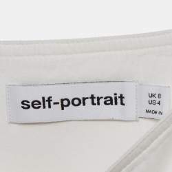 مملوكة مسبقًا Self-Portrait White Cotton Embroidered Midi Skirt S