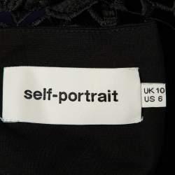 Pre Owned Self-Portrait Black/Navy Blue Lace & Crepe Jumpsuit M