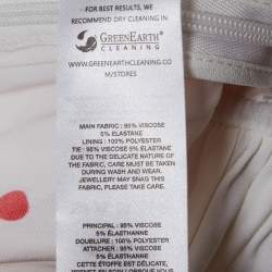 Pre Owned Self-Portrait Off-White/Red Floral Print Stretch Crepe Wild Daisy Top S