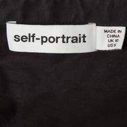 مملوكة مسبقًا Self-Portrait Black Cotton Embellished Off Shoulder Crop Top M