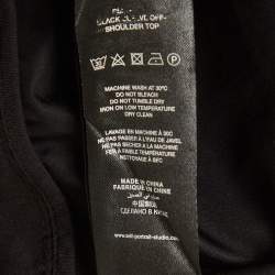 مملوكة مسبقًا Self-Portrait Black Cotton Embellished Off Shoulder Crop Top M