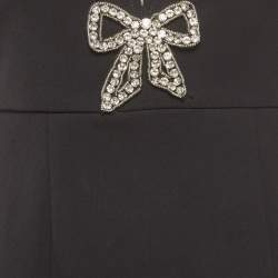 Pre Owned فستان ميني سيلف بورتريت أسود كريب وشبك مع فيونكة مقاس صغير