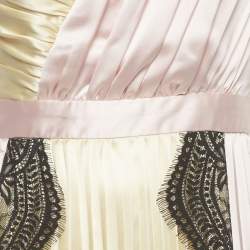 Pre Owned Self-Portrait Pastel Pink/Yellow Satin One Shoulder Mini Dress S