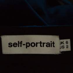 Pre Owned Self Portrait Peacock Blue Velvet Lace-up Cuff Belted High Waist Shorts S