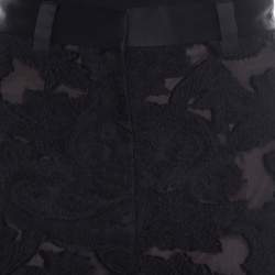 Pre Owned Self Portrait Black Embroidered Organza and Lace High Waist Flared Trousers S