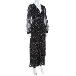 Pre Owned Self Portrait Black Daisy Dot Lace Jumpsuit M
