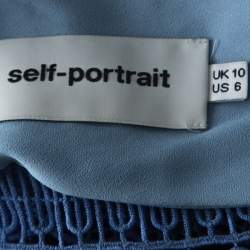 Pre Owned Self Portrait Blue Teardrop Guipure Lace Ruffled Daphne Midi Dress M