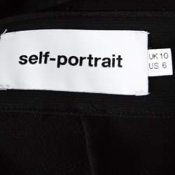 Pre Owned Self-Portrait Black & White Lace Bodice Bell Sleeve Jumpsuit M