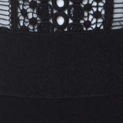 Pre Owned Self-Portrait Black & White Lace Bodice Bell Sleeve Jumpsuit M