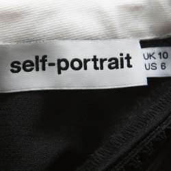 Pre Owned فستان سيلف بورتريت ميدي ياقة بيتر- بان قصة دانتيل أسود M