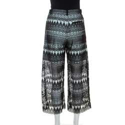 Pre Owned Self-Portrait Black Sheer Guipure Lace Culottes S