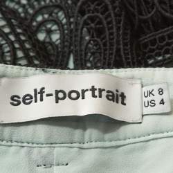 Pre Owned Self-Portrait Black Sheer Guipure Lace Culottes S