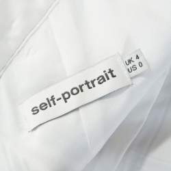 مملوكة مسبقًا فستان سيلف بورتريه كريب أبيض كاروهات بكتف واحد  XS