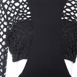 Pre Owned Self Portrait Black Lace Insert Cropped Bodice Jumpsuit M