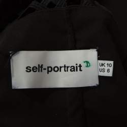 Pre Owned Self Portrait Black Lace Insert Cropped Bodice Jumpsuit M