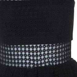 Pre Owned Self-Portrait Black Guipure Lace Peplum Detail Jumpsuit S