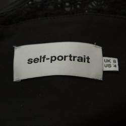 Pre Owned Self-Portrait Black Guipure Lace Peplum Detail Jumpsuit S