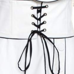 Pre Owned Self Portrait White Cotton One Shoulder Corset Belted Mini Dress S