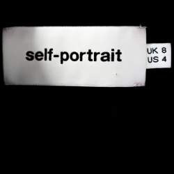 مملوكة مسبقًا Self Portrait Navy Blue & Black Star Pattern Lace High Neck Tiered Dress S