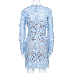 Self Portrait Pale Blue Floral Guipure Lace Long Sleeve Dress M
