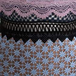 مملوكة مسبقًا فستان سيلف بورتريت ميني بليز حافة مكشكشة قصة دانتيل متعدد الألوان M