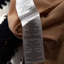 Pre Owned Self Portrait Navy Blue & White Crochet Knit Midi Dress L