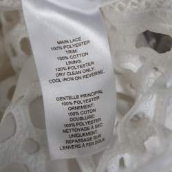 Pre Owned Self Portrait White Crochet Lace One Shoulder Ruffled Midi Dress S