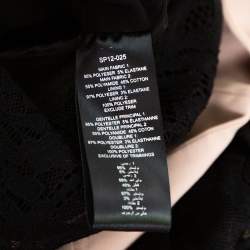 Pre Owned فستان سيلف بورتريت ميدي دانتيل مزخرف ترتر وخرز أسود S