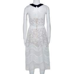 Self Portrait White Sequined Mesh Romper Detail Dress M