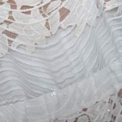 Self Portrait White Sequined Mesh Romper Detail Dress M