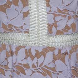 Pre Owned Self Portrait Pale Lilac Guipure Lace Sleeveless Midi Dress M