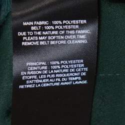 Pre Owned Self-Portrait Dark Green Satin Pleated Frill Detail Jumpsuit L