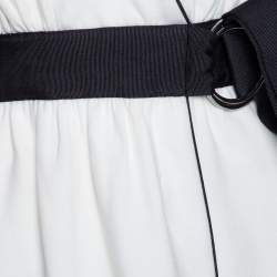 Pre Owned فستان سيلف بورتريه فسكوز أبيض بكشكشة حافة غير متساوية مقاس متوسط - ميديوم